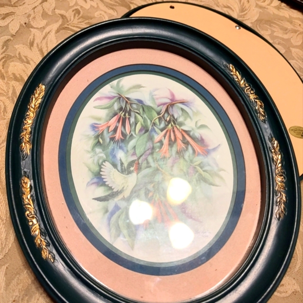 🌿🌷🌿 Beautiful Vtg 1994 Signed Watercolor Print Hummingbird Floral Picture Set - Picture 6 of 16